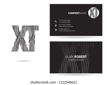 X & T waves joint logo design with business card template