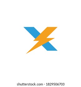 x thunder shape colorful geometric logo vector