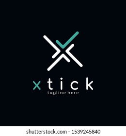 x tick modern logo design unique