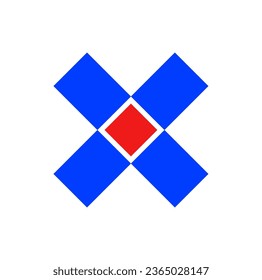 X typography monogram. Blue X brand name.