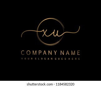 X U Initial handwriting logo vector