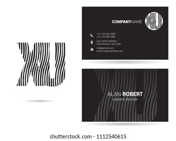 X & U waves joint logo design with business card template