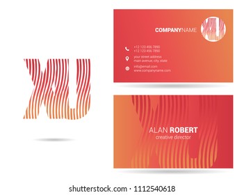 X & U waves joint logo design with business card template