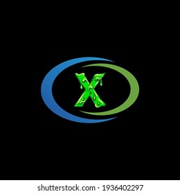 X Unique abstract geometric vector logo design