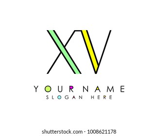 X & V initial minimalist logo template vector