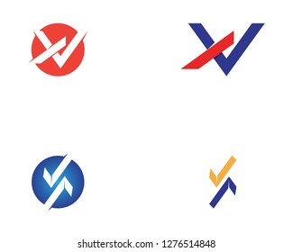 X V letter icon logo template