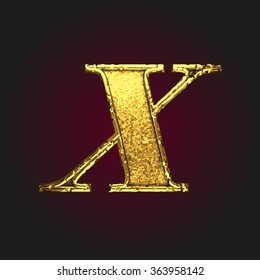 x vector golden letter