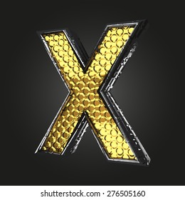 x vector golden and silver letter