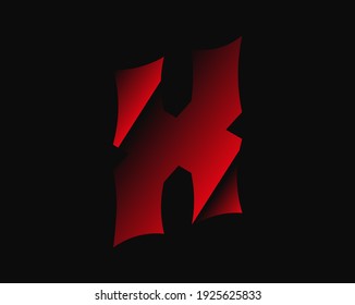 Horror vectorial X, letra aterradora. El miedo loco es el tipo de letra brutal . Por crimen o crimen, horror noche oscura, mal diseño terrible y más
