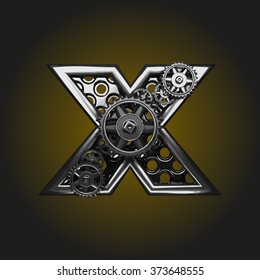 x vector letter with gears