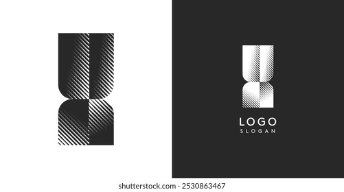 Letra vetorial X. Monograma de contraste afiado greve eclosão diagonal para olhar industrial ainda moderno. Modelo de logotipo em negrito alto. Design de conceito de logotipo para marca em tecnologia, arquitetura, moda