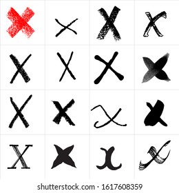 X. Vector letters. Hand drawn letters. Letters drawn using spray can, inkpen, highlighters and others materials. Variety materials, lines and devices. Set of templates.