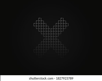 X vector lletter made of metal chain link fence. For logo, brand label, design elements, application and more. 