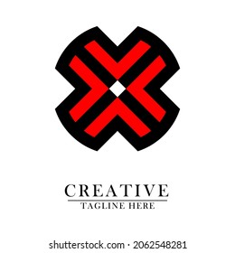 x vector logo with red and black color variations. great for a luxurious and elegant corporate identity.