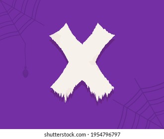X vector number horror zombie, fairy ghost font