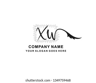 X W Initial Handwriting Logo Template