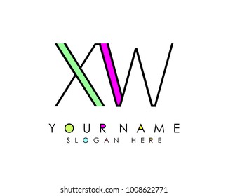 X & W initial minimalist logo template vector