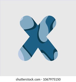X Water Font Vector Template Design Illustration