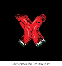 X WATERMELON FONT VECTOR DESIGN
