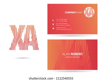 X & A waves joint logo design with business card template