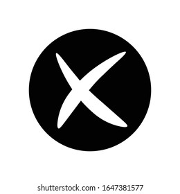 X. White x in a black circle symbol. Cross vector icon.