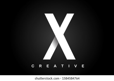 X white cuted letter with dark shadow vector illustration. Modern letter for logo, branding, label, mock-up, cover, company name, business emblem, textile, print, title, font or web page design.