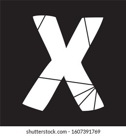 X white vector alphabet letter isolated on black background