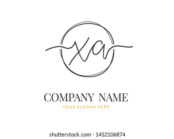 X A XA Initial handwriting logo design with circle. Beautyful design handwritten logo for fashion, team, wedding, luxury logo.