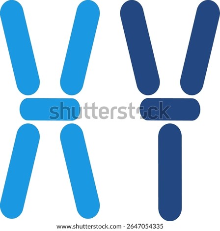 The x and y chromosome icon are shown in a simple design determining gender in humans in the field of genetics, biology, especially in the context of fetal health.