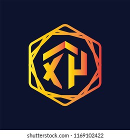 X Y Initial letter hexagonal logo vector