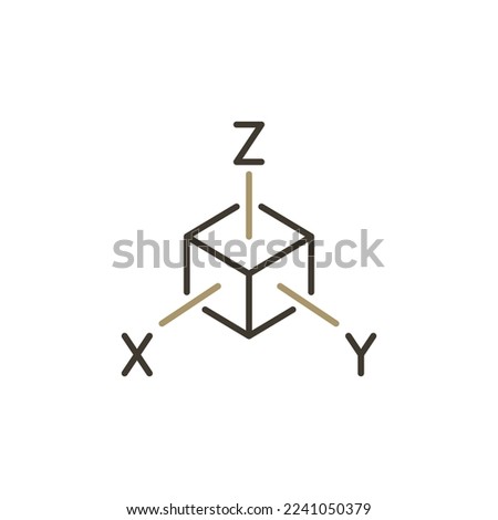 X Y Z Axis cube vector Tridimensional Coordinate Spaces concept colored icon or sign