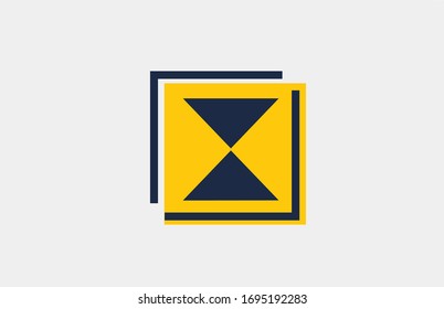 X yellow blue square alphabet letter logo icon design for company and business