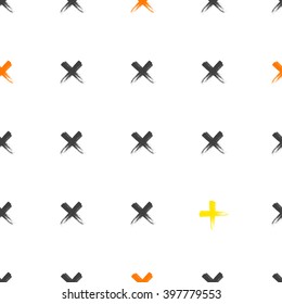 X with yellow cross brush stroke seamless pattern