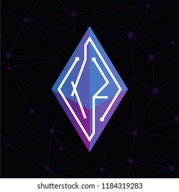 X Z Initial letter block chain logo icon vector template. Looping mono line circuit letter on rhombus cube logo