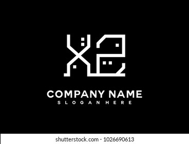 X Z initial logo template vector