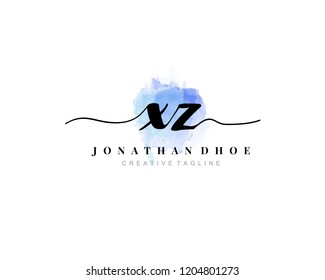 X Z XZ Initial watercolor logo on white background. Logo template vector