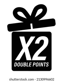 X2, Double Reward Points Vector Symbol On Gift Box Icon