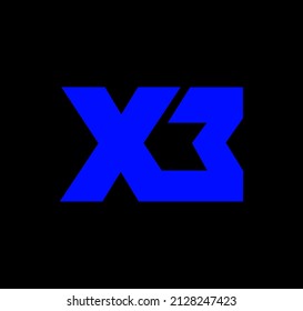 X3 company name initial letters monogram. X3 blue vector icon.