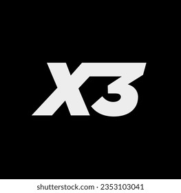 X3 typography vector icon with gray color.