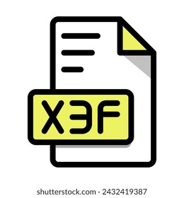 X3f File Format Icon. type file Editable Bold Outline With Color Fill Design icon. Vector Illustration.