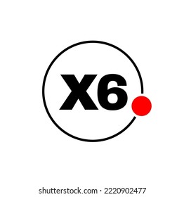 Icono de tipografía inicial de marca X6. Monograma vectorial X6.