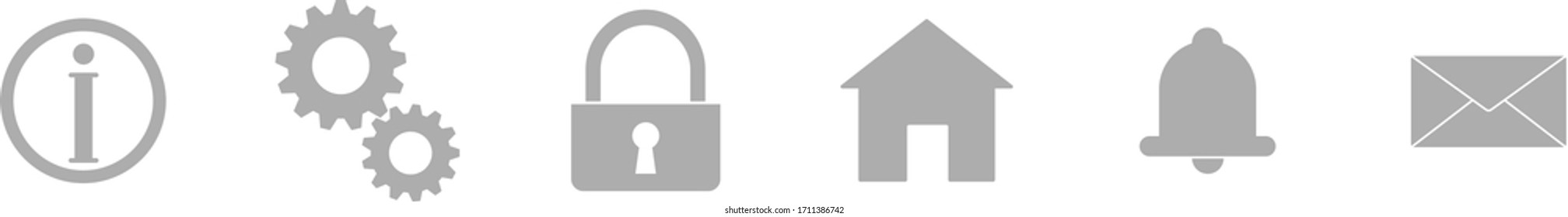 x6 mono color icons (information, setings, security, home, notice, mail)