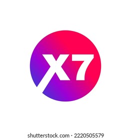 X7 brand vector icon. X7 on round monogram.
