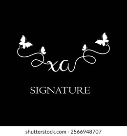 XA Handwritten initial letter, XA simple signature vector logo with butterfly shape variation, beauty, photography letter logo design. X A