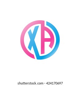 XA initial letters looping linked circle logo pink blue