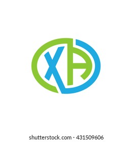 XA initial letters looping linked ellipse logo blue green