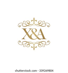 X&A Initial logo. Ornament ampersand monogram golden logo