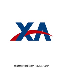XA initial overlapping swoosh letter logo blue red