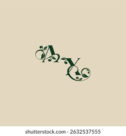 XA letter concept of elegant beautifull wedding organic logo with monogram and leaf