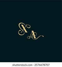 XA letter elegant and curvy style monogram wedding logo initial bold concept design